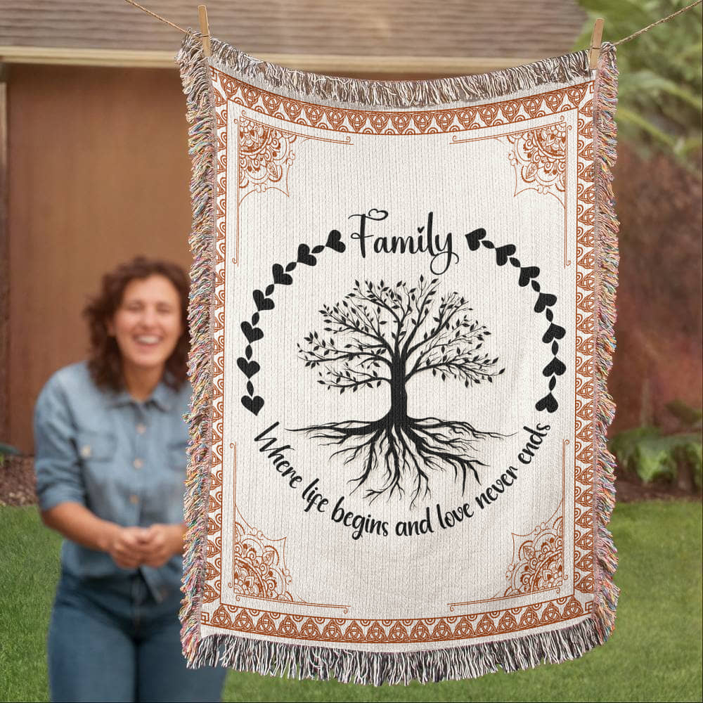 Family Roots, Celtic Tree - Woven Blanket