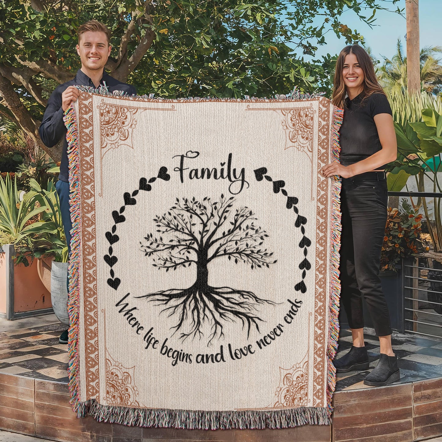 Family Roots, Celtic Tree - Woven Blanket